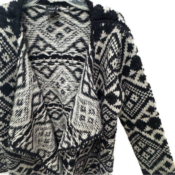 NWT Cliche’ chunky black white open cardigan sweater ❤️ - Picture 3 of 6